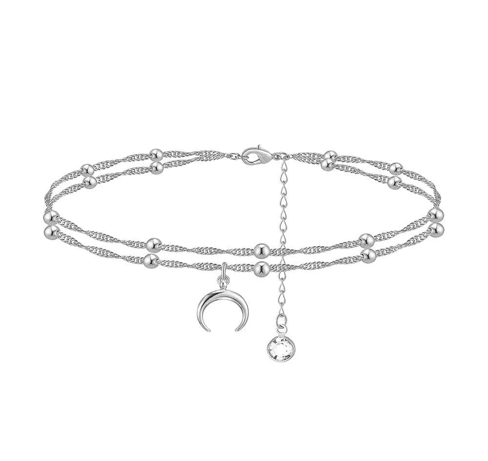 F8.Double Crescent Anklet