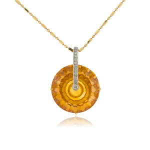 Fancy - Shaped Citrine with Diamond Bar Pendant