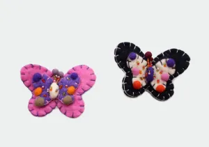 Felt Butterfly Brooch with Beads Decoration