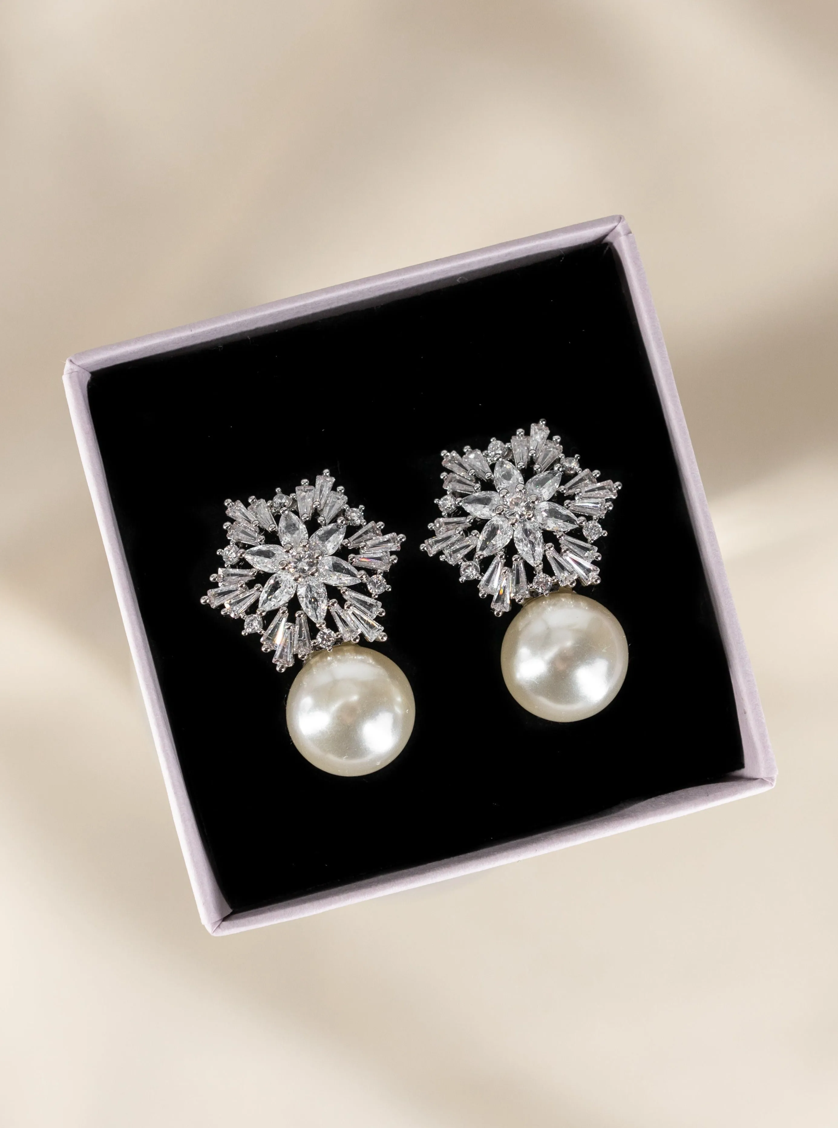 Flora Silver CZ Stud Earrings