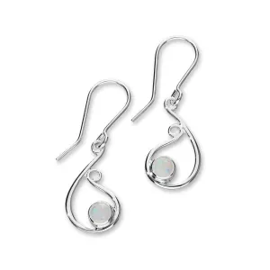 Flourish Silver Earrings SE394 White Opal