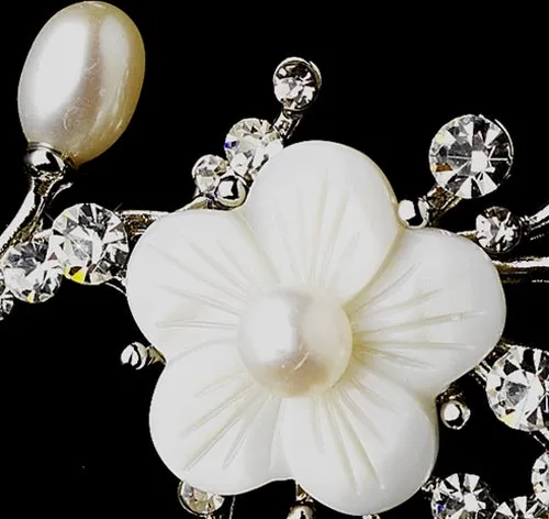 Freshwater Pearl & Flower Bridal Brooch or Hair Comb