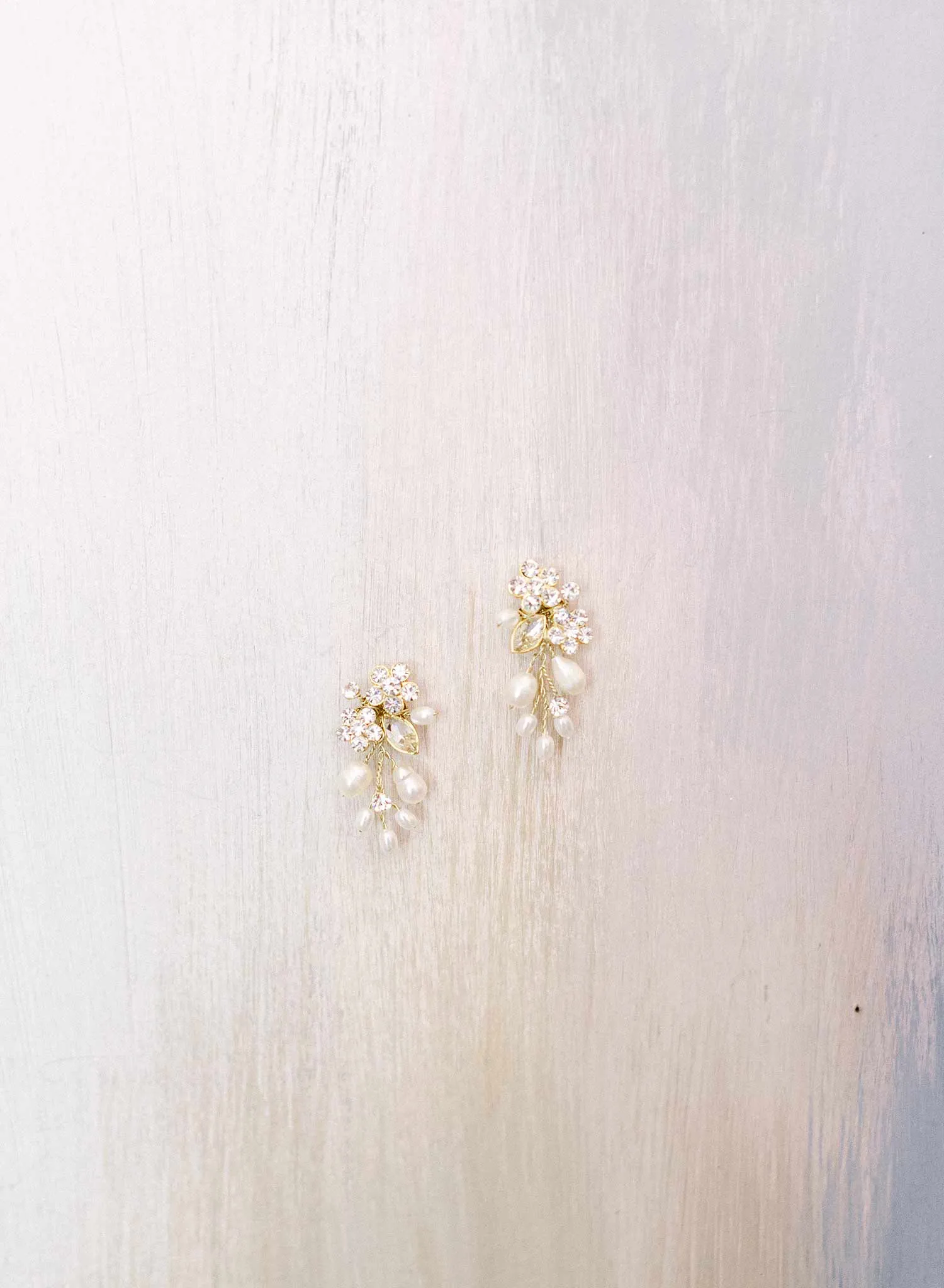 Freshwater pearl and crystal cluster earrings - Style #2301