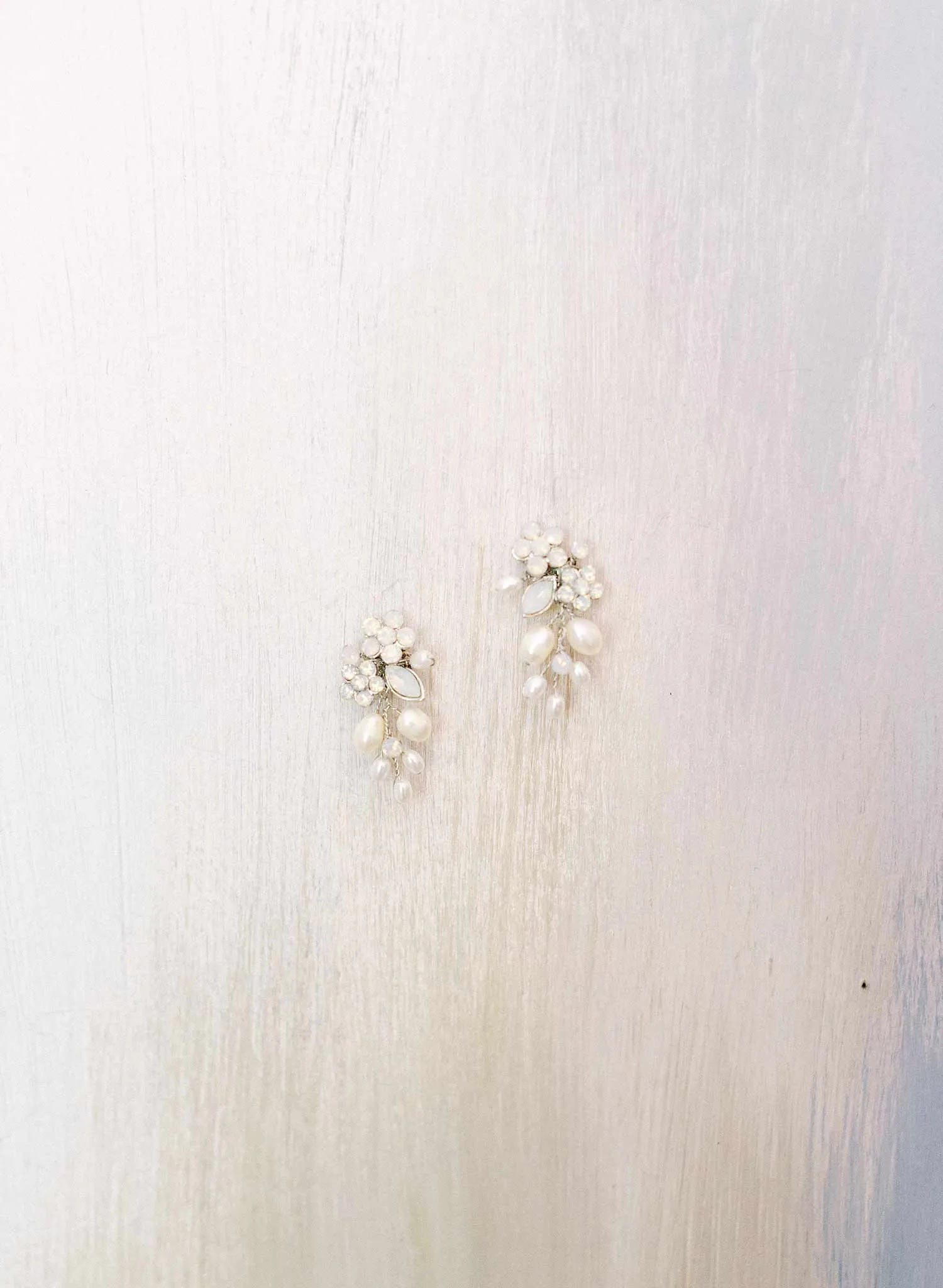 Freshwater pearl and crystal cluster earrings - Style #2301