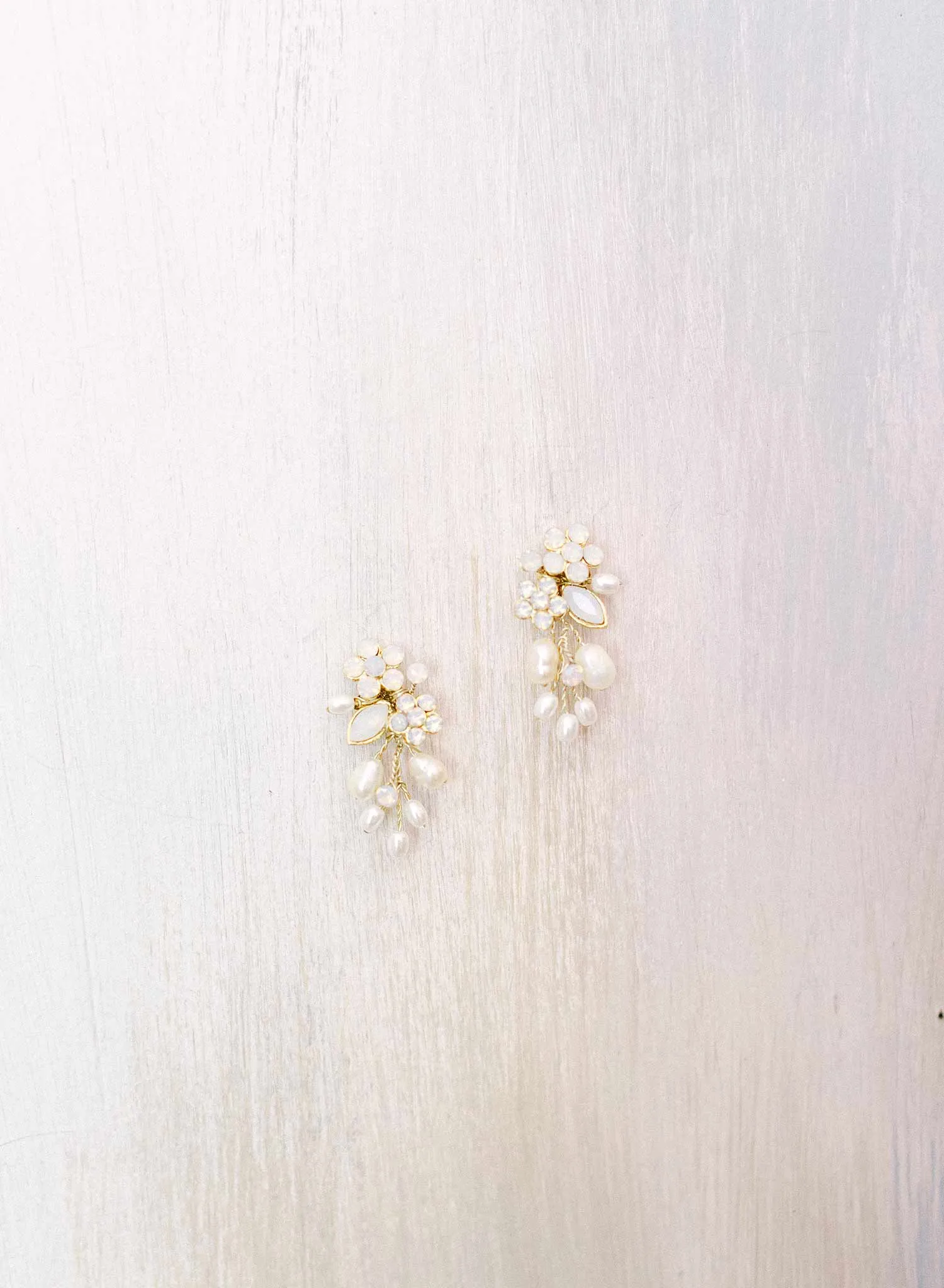 Freshwater pearl and crystal cluster earrings - Style #2301