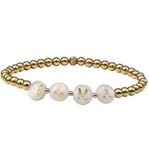 Gold Beaded MAMA Bracelet | Mother of Pearl