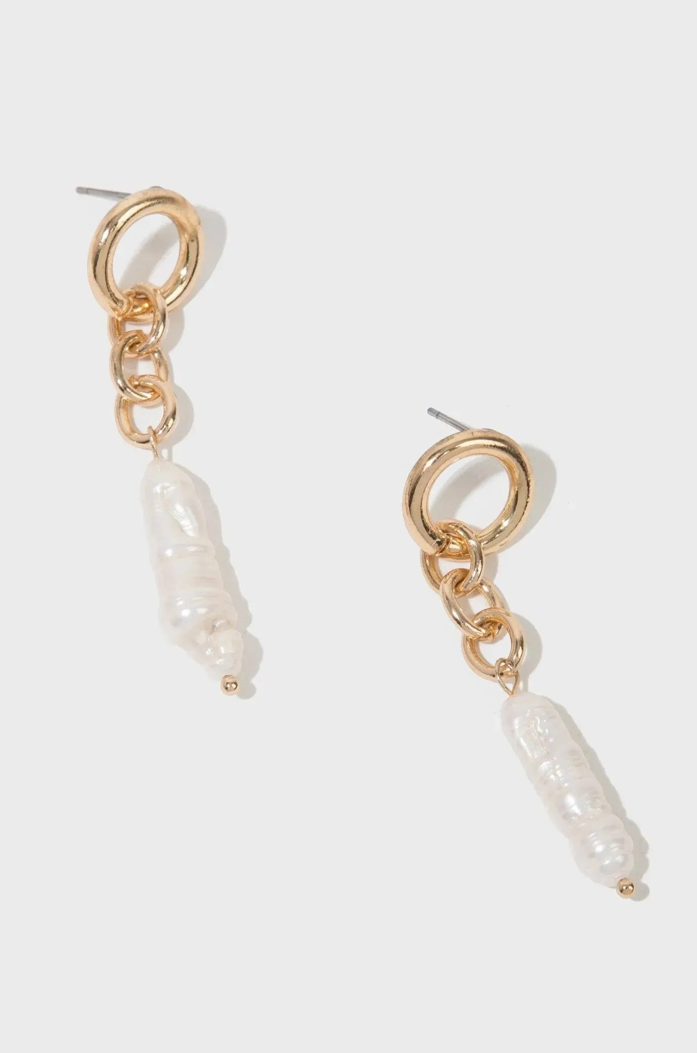 Gold Chain Pearl Drop Earrings