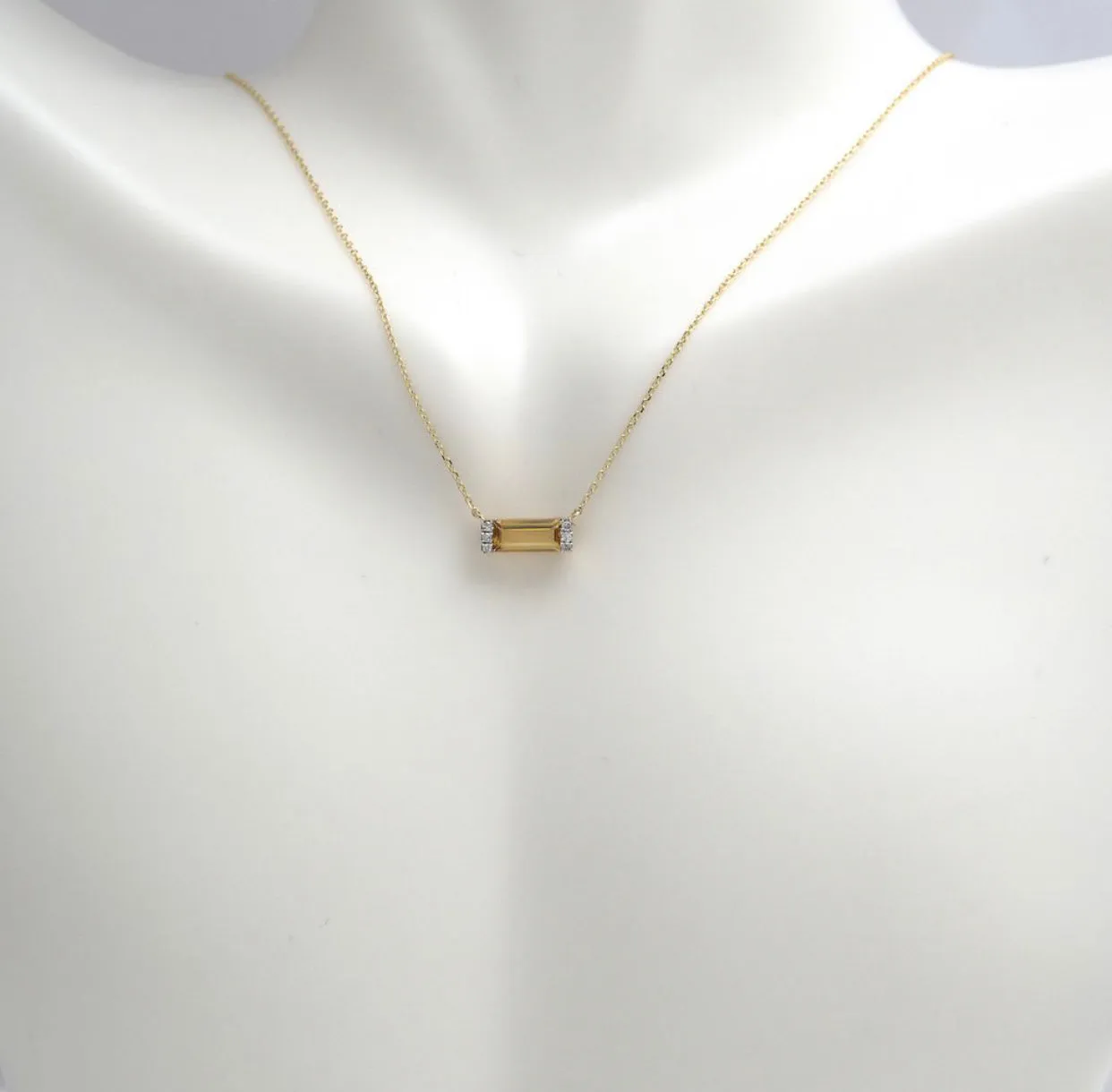 Gold Citrine Bar Necklace