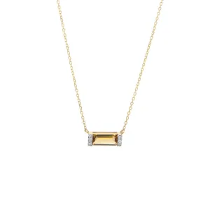 Gold Citrine Bar Necklace