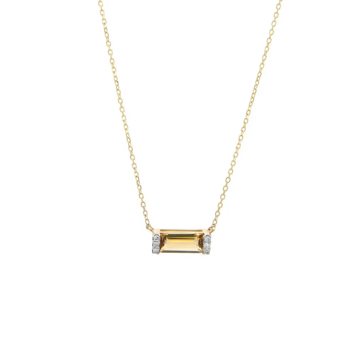 Gold Citrine Bar Necklace