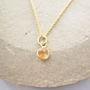 Gold Citrine Gemstone Pendant Necklace