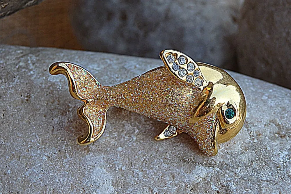 Gold Dolphin Brooch