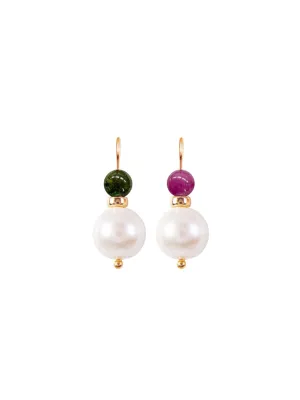 Gold Pearl Elite Double Ball Earrings