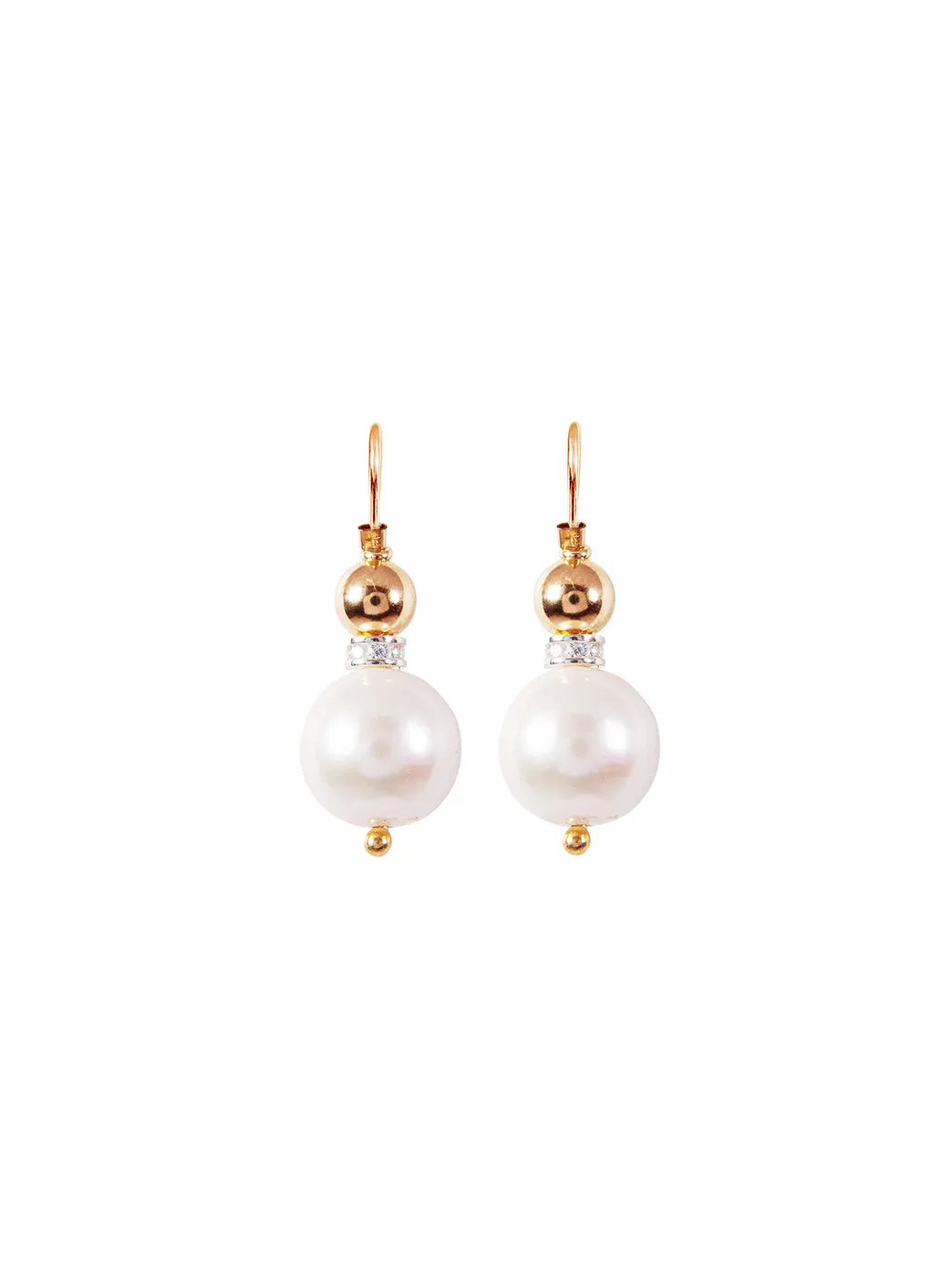 Gold Pearl Elite Double Ball Earrings