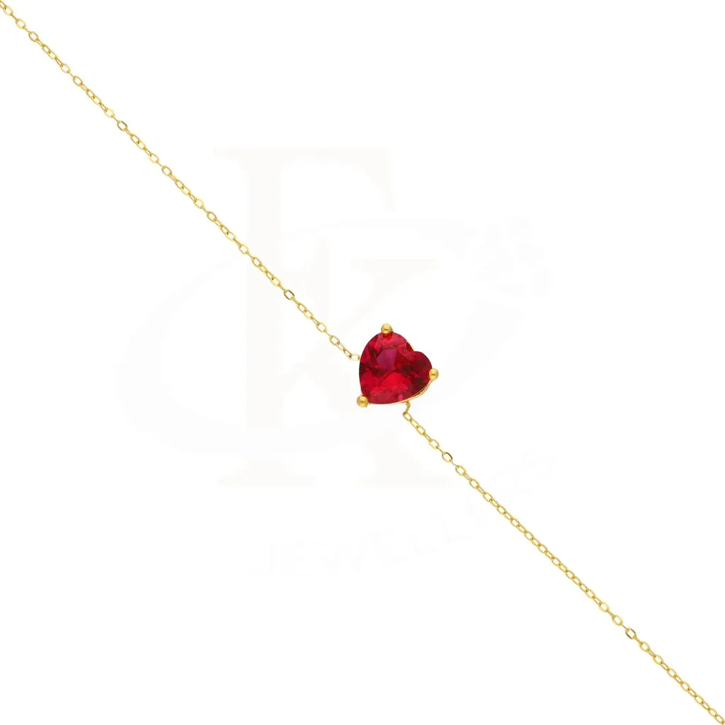 Gold Ruby Zirconia Heart Shaped Bracelet 21KT - FKJBRL21K2756