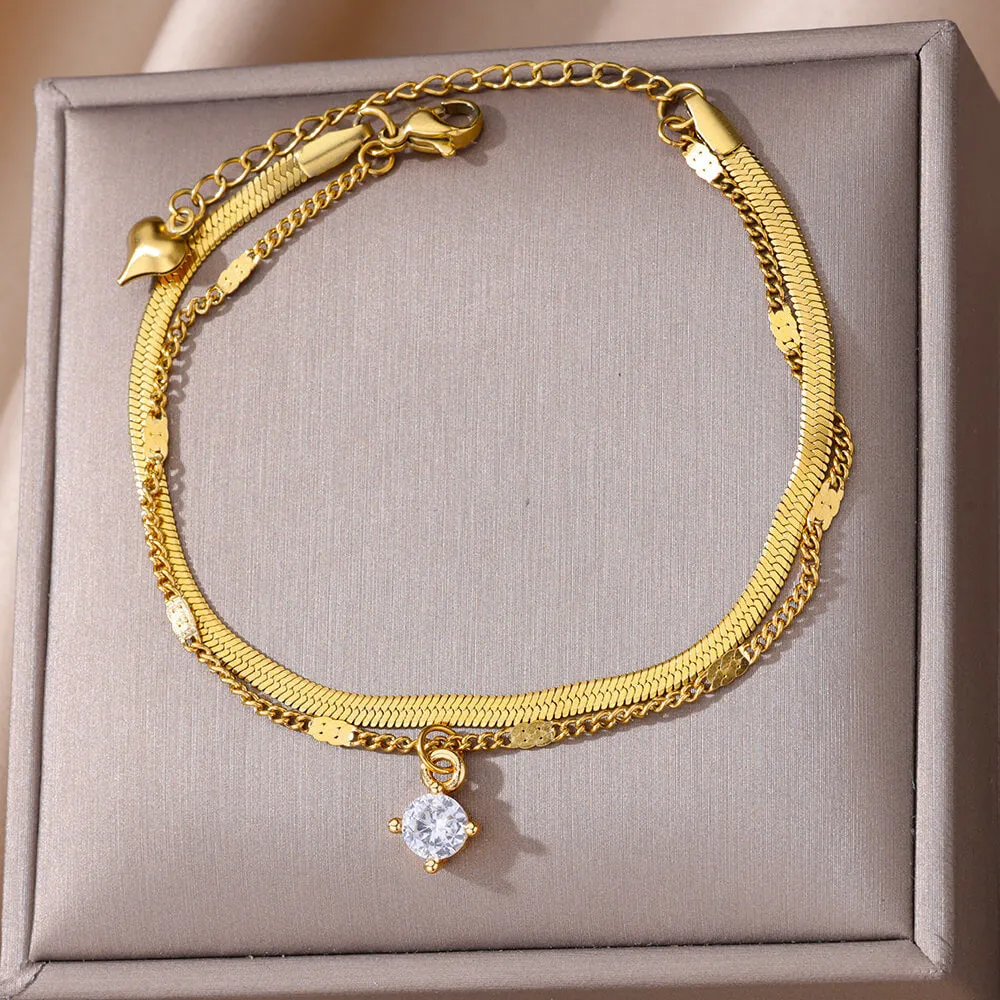 Gold Style Layered Anklet