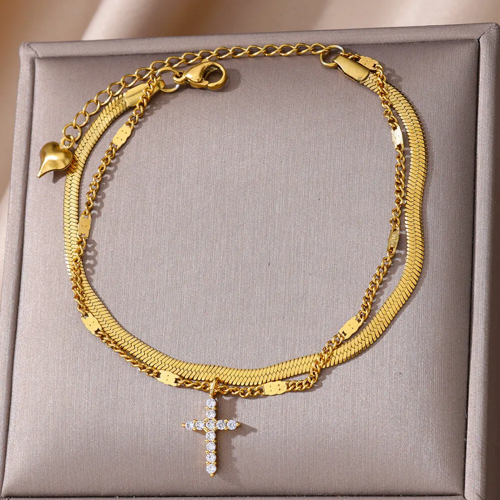 Gold Style Layered Anklet