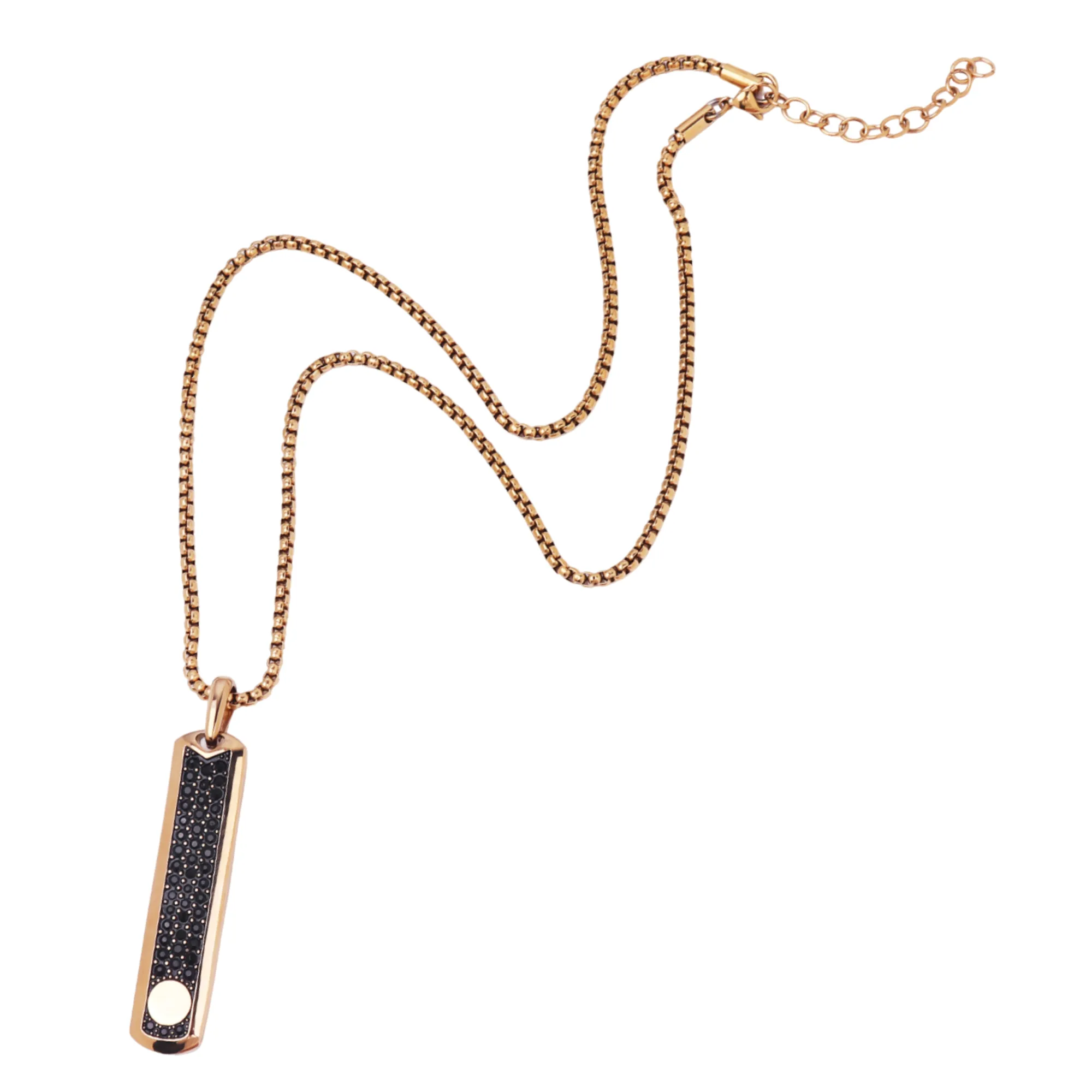 Golden Necklace with Black Zircon Pendant