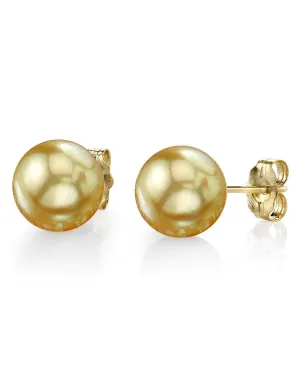 Golden South Sea Pearl Earrings: 9.0-10.0mm