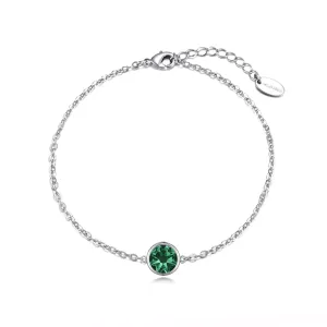 Green Crystal Anklet Created with Zircondia® Crystals