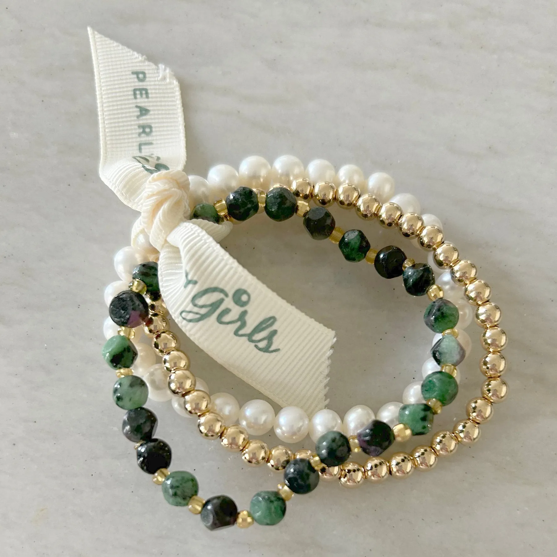 Green Ruby Pearl Bundle | Vibrant Gemstone & Timeless Elegance | By Pearly Girls