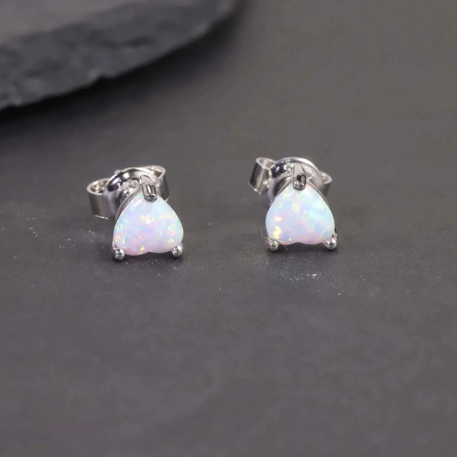 Heart Opal Earrings in Sterling Silver - Irosk ®