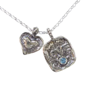 Inspirational Jewelry, Sterling Silver necklace, love necklace,  Blue topaz zircon necklace, Gift of love for her