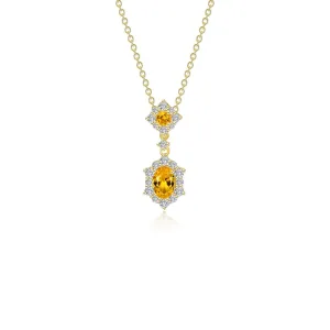 Lafonn Simulated Diamond & Citrine Oval Halo Necklace N0322CTG20