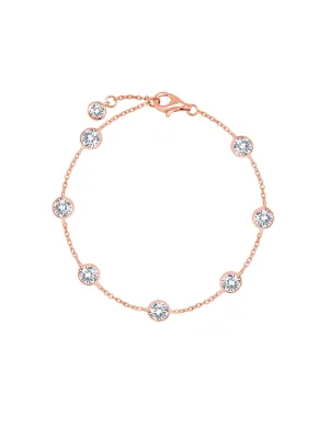 Large Bezel Station Anklet Finished in 18kt Rose Gold