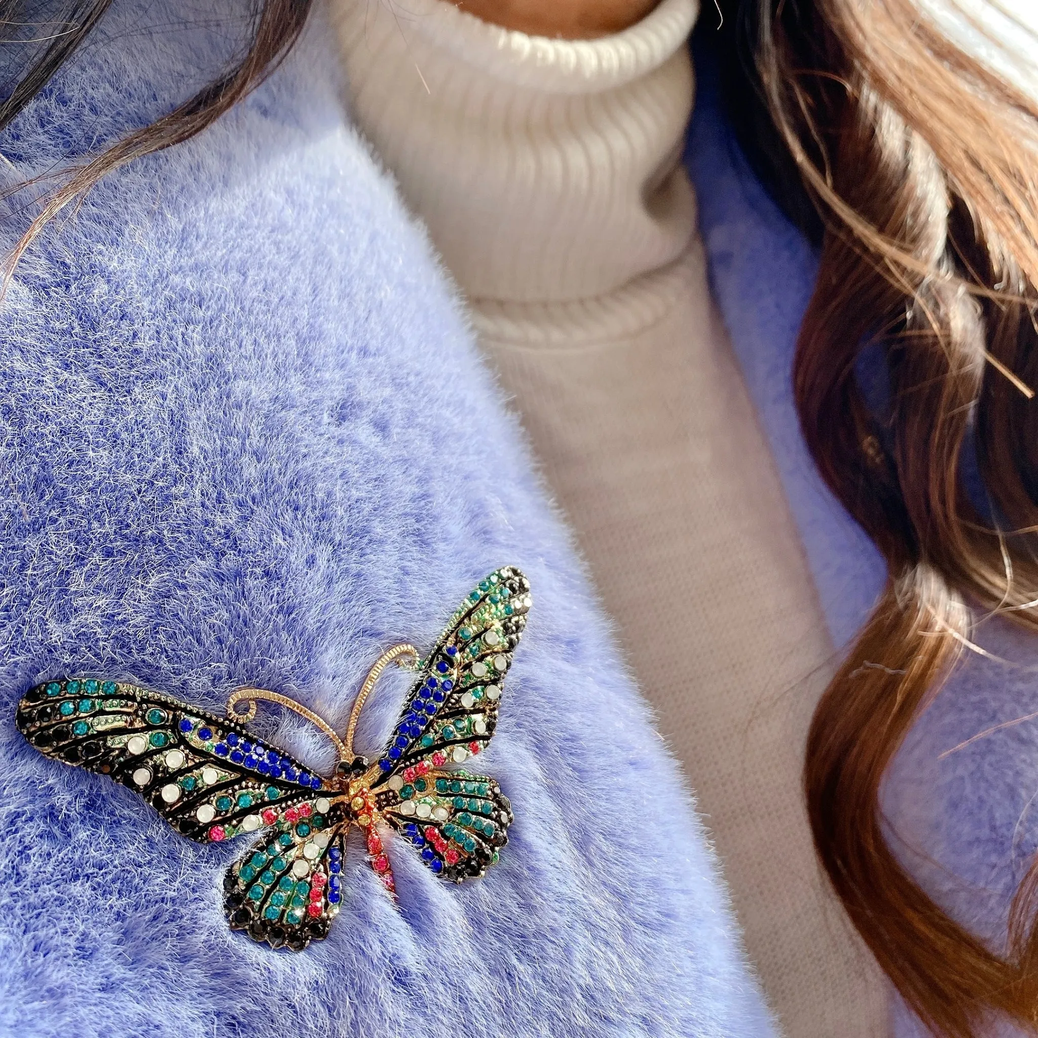 Large Butterfly Brooch in Crystal