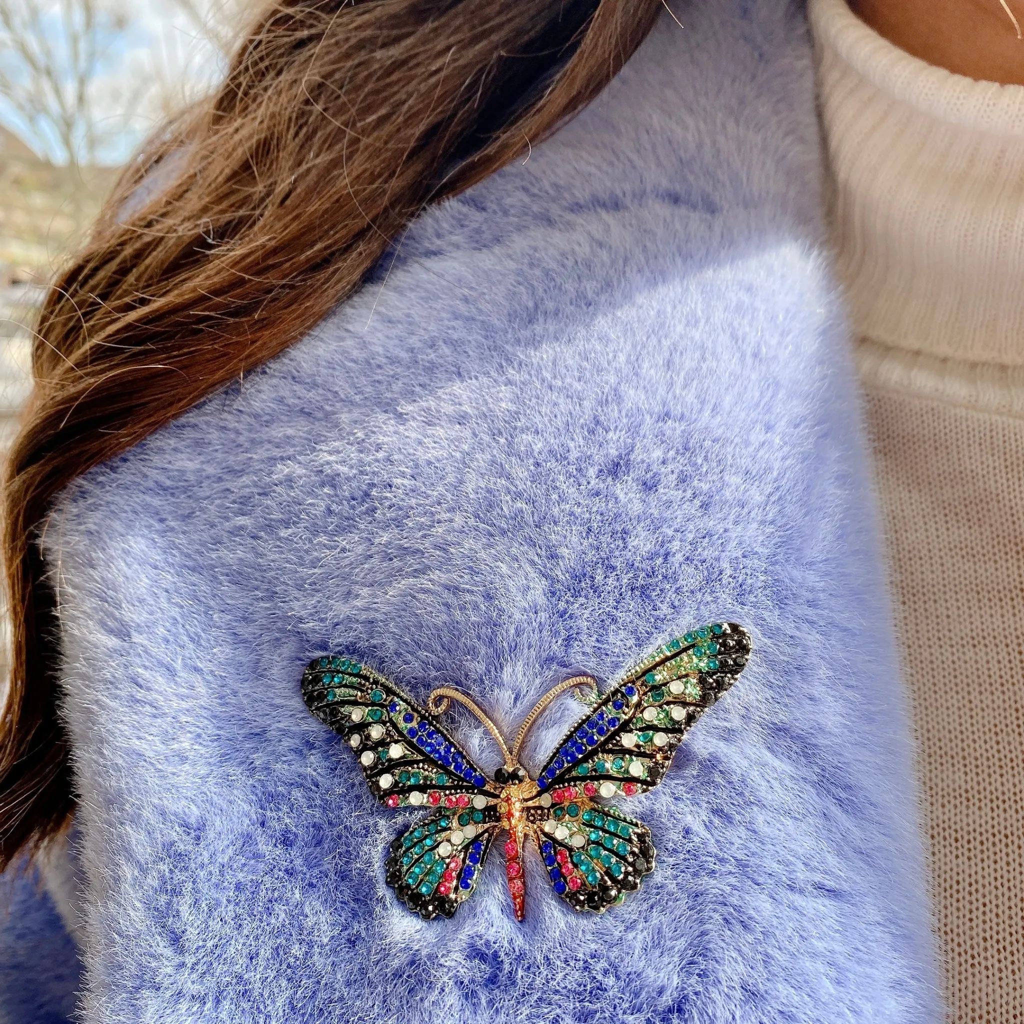 Large Butterfly Brooch in Crystal