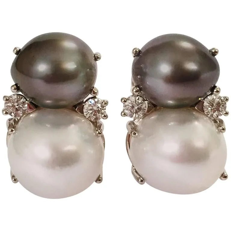 Large GUM DROP™ Earrings with South Sea Pearls and Diamonds