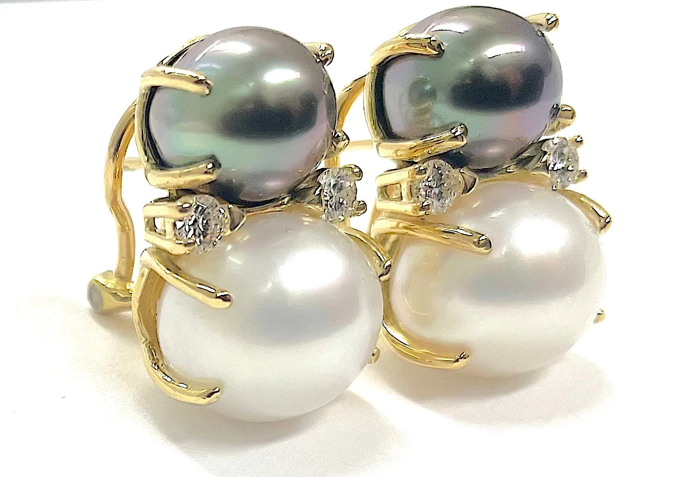 Large GUM DROP™ Earrings with South Sea Pearls and Diamonds