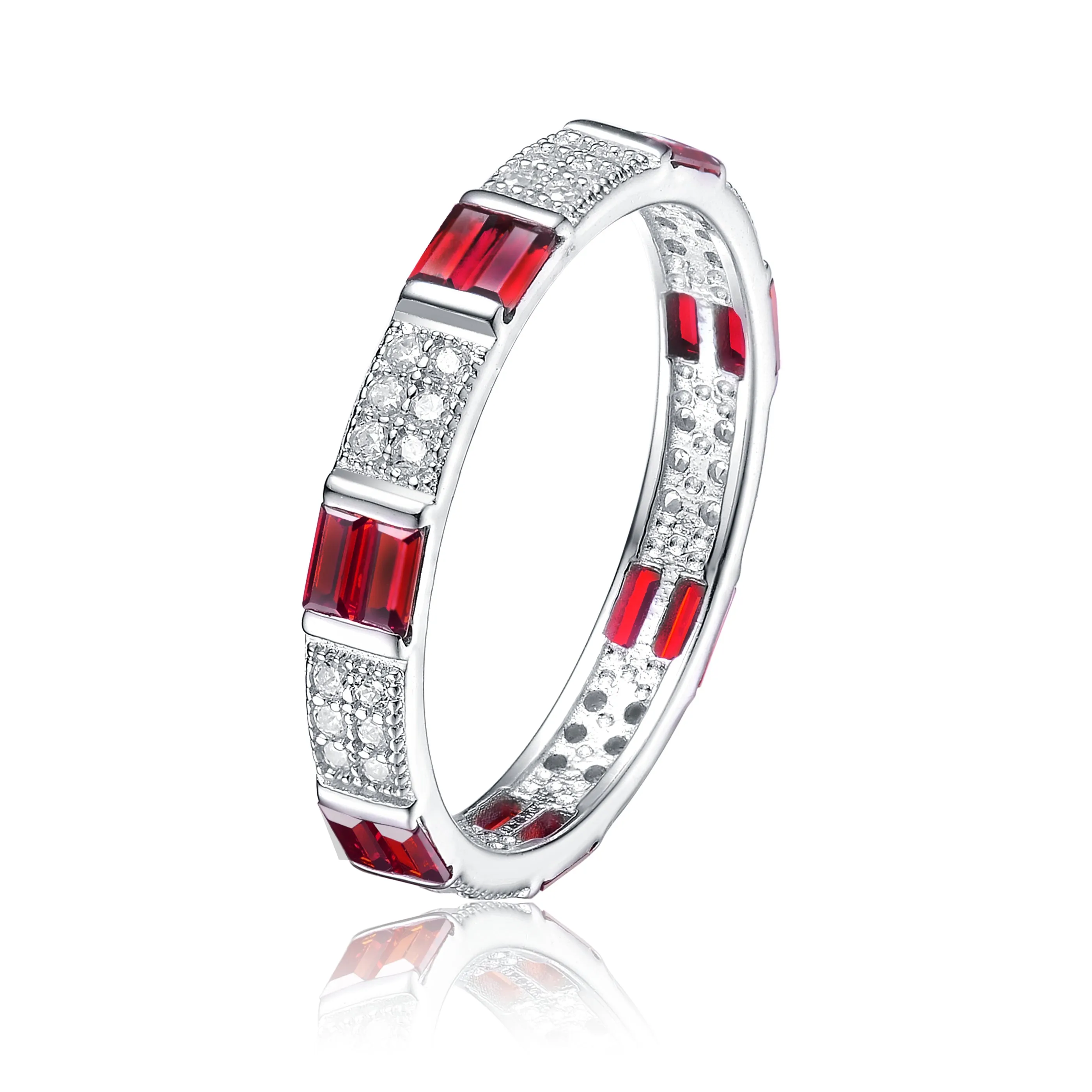 Les Haudères Red Eternity Wedding Band Stacking Ring