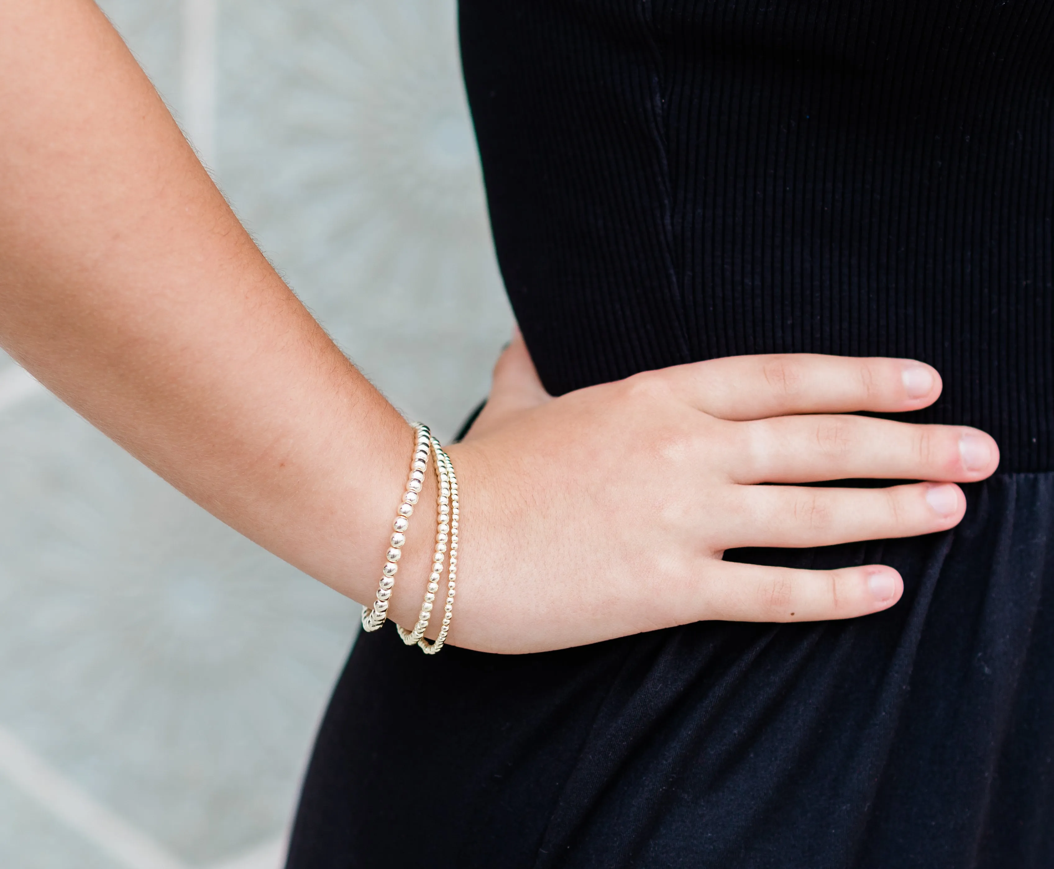 Lilly Stretchable Beaded Bracelet 4mm(14K Gold Filled)