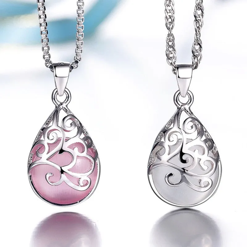 Love Angle Water drop Moonlight Silver Necklace