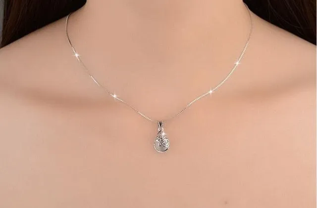 Love Angle Water drop Moonlight Silver Necklace