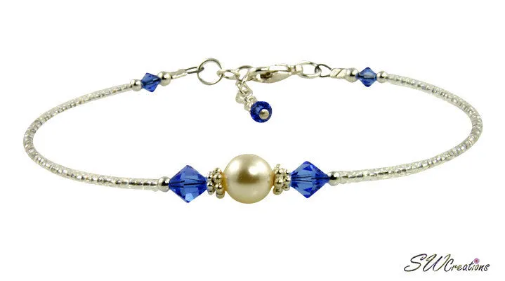 Luxurious Blue Pearl Beaded Anklet