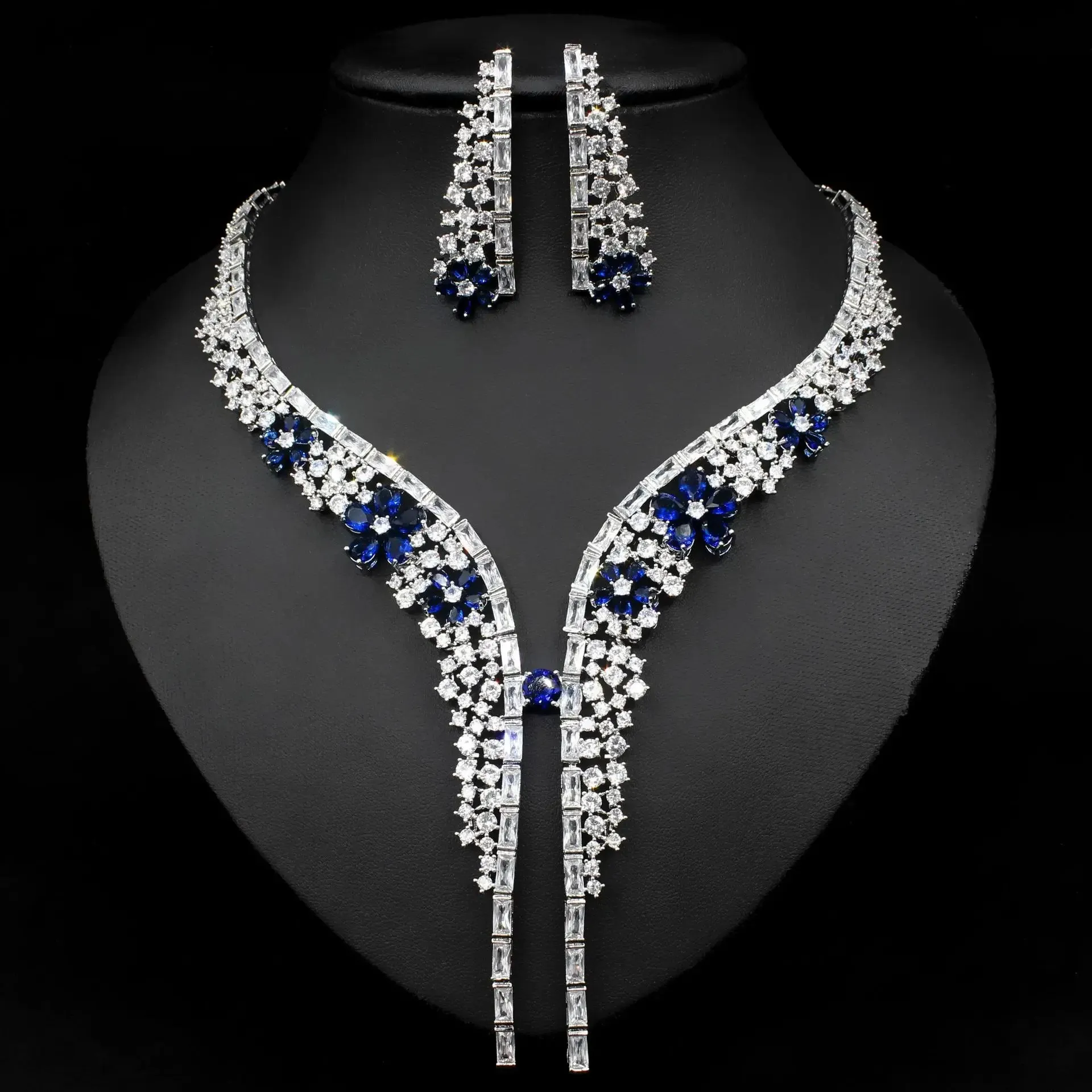 Luxuriously Decadent Cubic Zircon Necklace and Earring Set