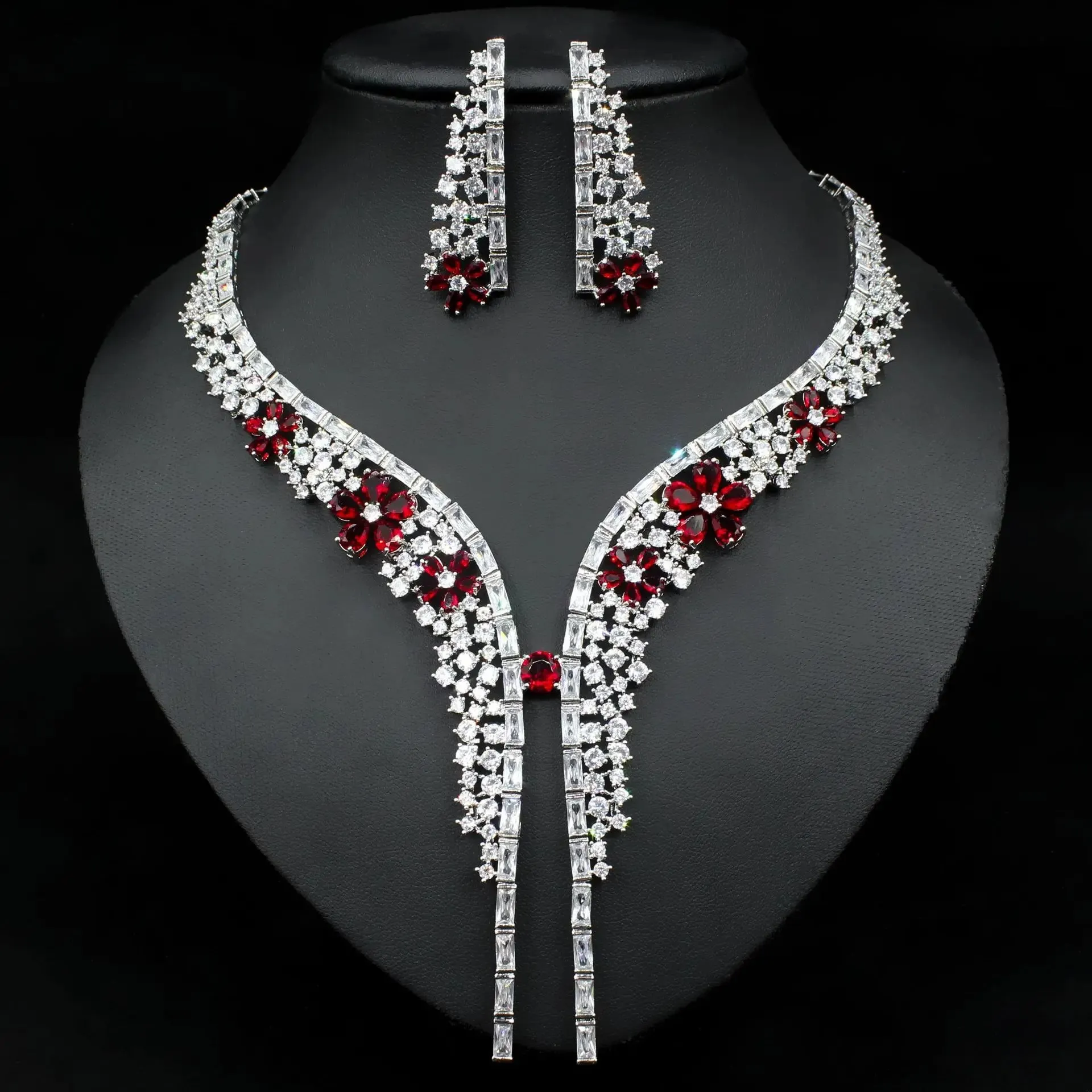 Luxuriously Decadent Cubic Zircon Necklace and Earring Set