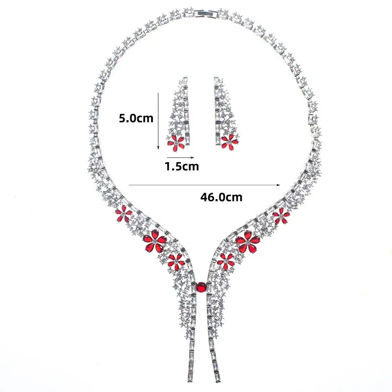 Luxuriously Decadent Cubic Zircon Necklace and Earring Set