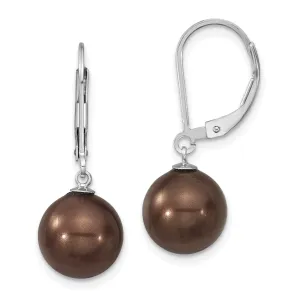 Majestik Round Brown Pearl Leverback Earring