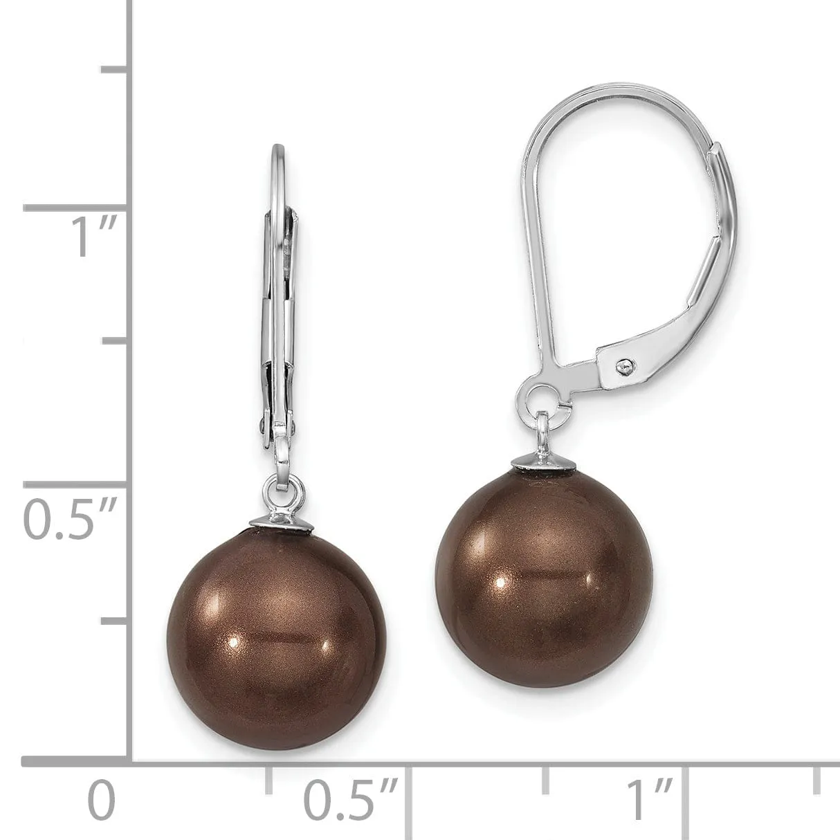 Majestik Round Brown Pearl Leverback Earring