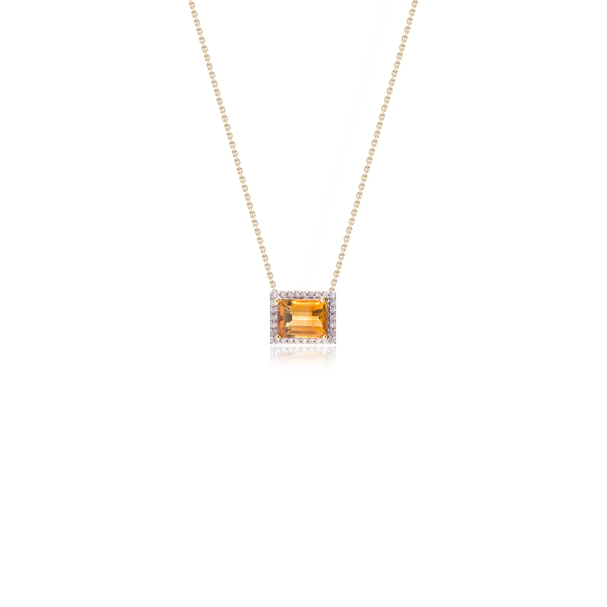 Meher Citrine and Diamond Necklace,14K Gold