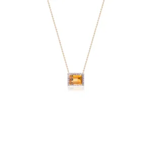 Meher Citrine and Diamond Necklace,14K Gold