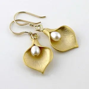 Metal Leaf Drop Gold Silver Color Heart Geometric Irregular Pearl Earrings