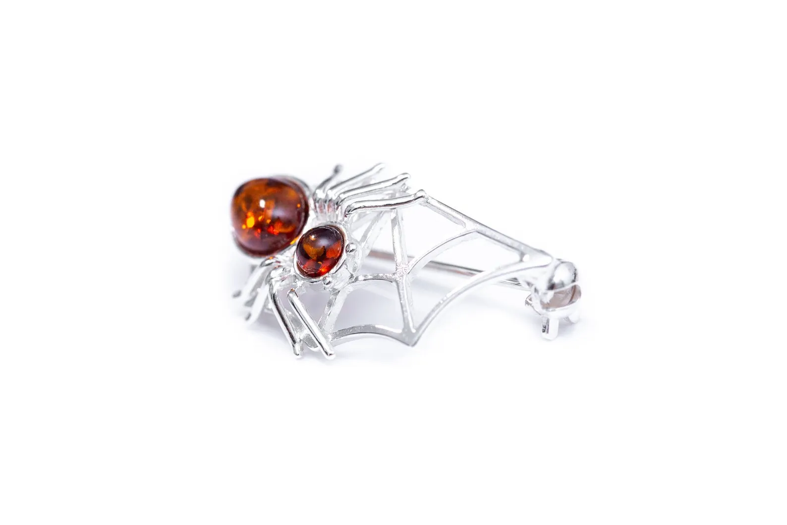 Minimal Amber Spider Web Brooch