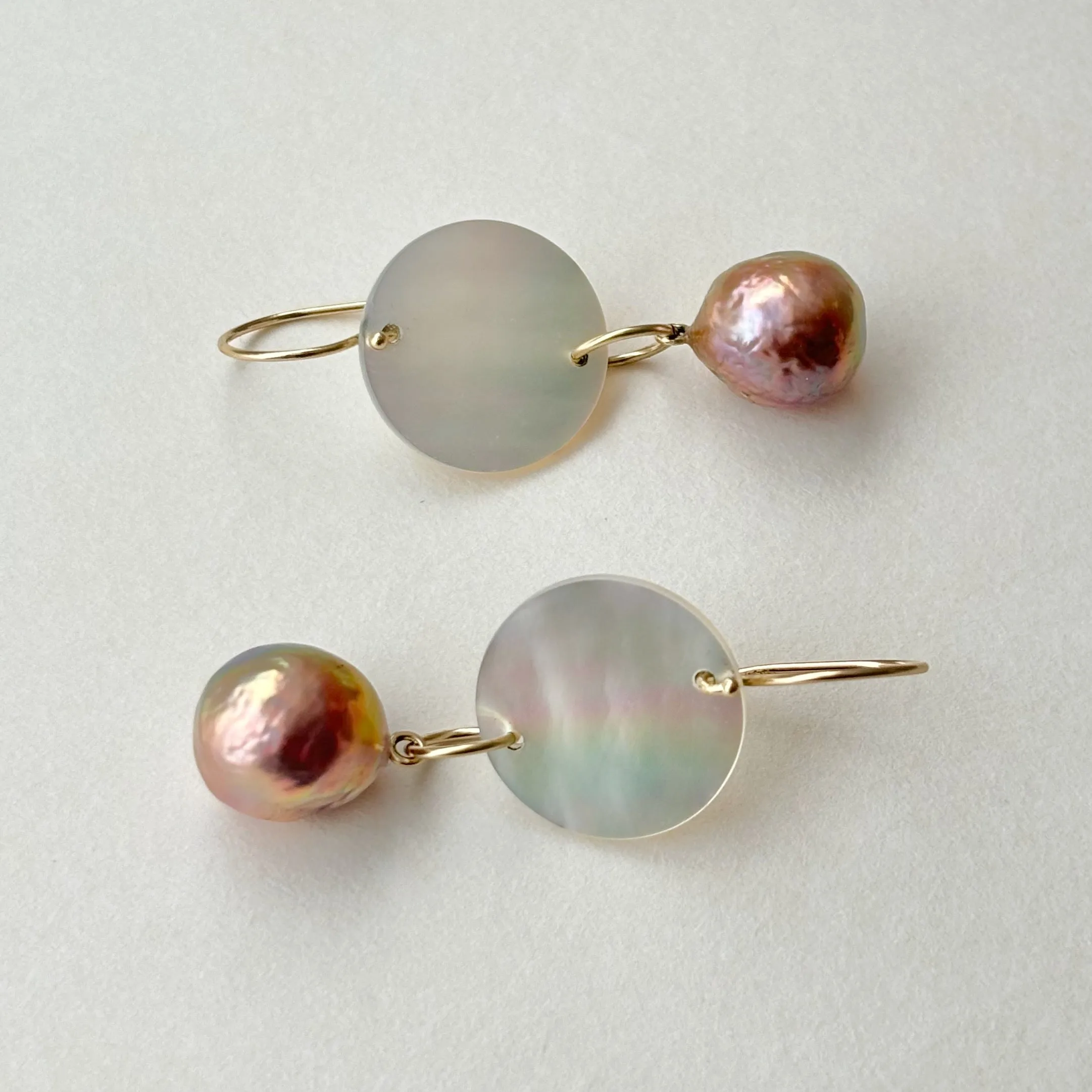 Mother of Pearl and Japan Kasumi pearl earrings