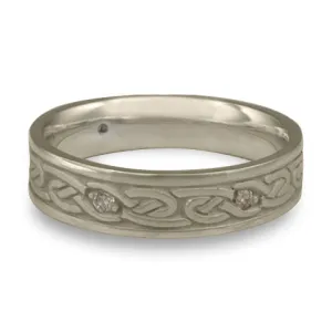 Narrow Infinity With Diamonds Wedding Ring in 14K White Gold