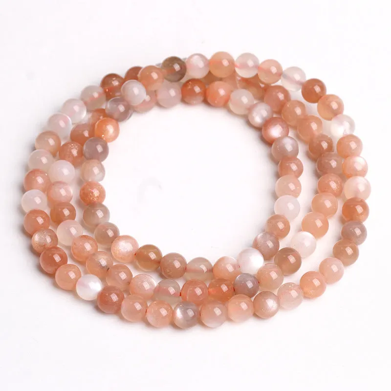 Natural Golden Sand Sunstone Multi-Circle Bracelet Orange Yellow Moonstone Sunstone Crystal Stone Three Circles